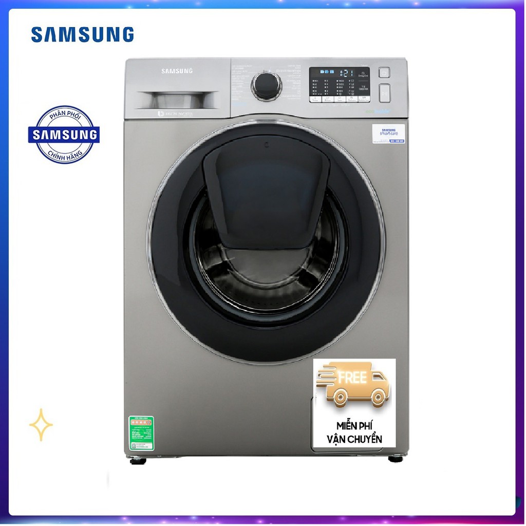 Máy giặt Samsung Addwash Inverter 10 kg WW10K54E0UX/SV, Giặt nước nóng Khóa trẻ em Giặt hơi nước Thêm đồ khi đang giặt