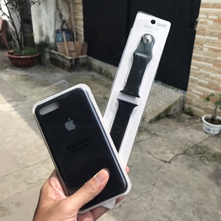 Set Black Ốp iPhone và Dây Apple Watch Silicone