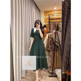 Đầm Phối Cổ Trắng Tiểu Thư Chiết Eo