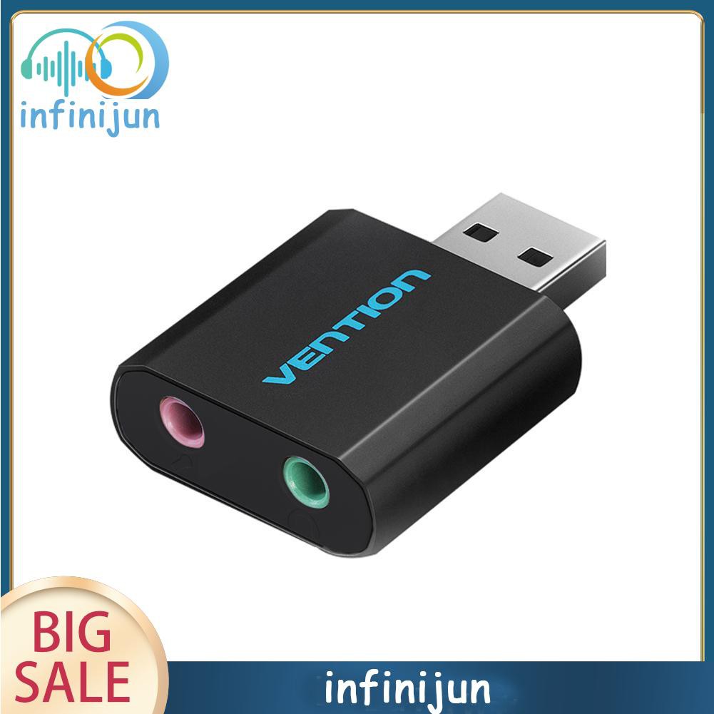 Card âm thanh rời Vention màu đen chuyển đổi từ cổng USB sang giắc 3.5MM | BigBuy360 - bigbuy360.vn