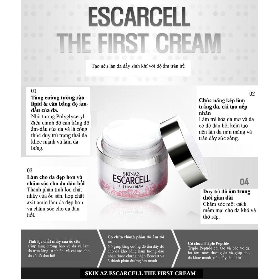 Kem Ốc Sên Skinaz Escarcell The First Cream Hàn Quốc 50ml