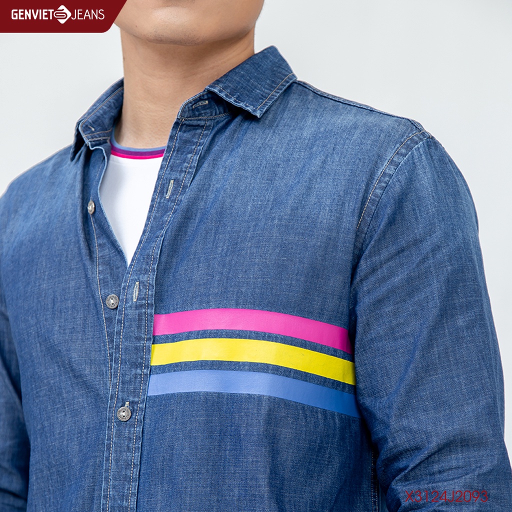 Áo Sơ Mi Jeans Dài Tay Nam Thời Trang Genviet X3124J2093