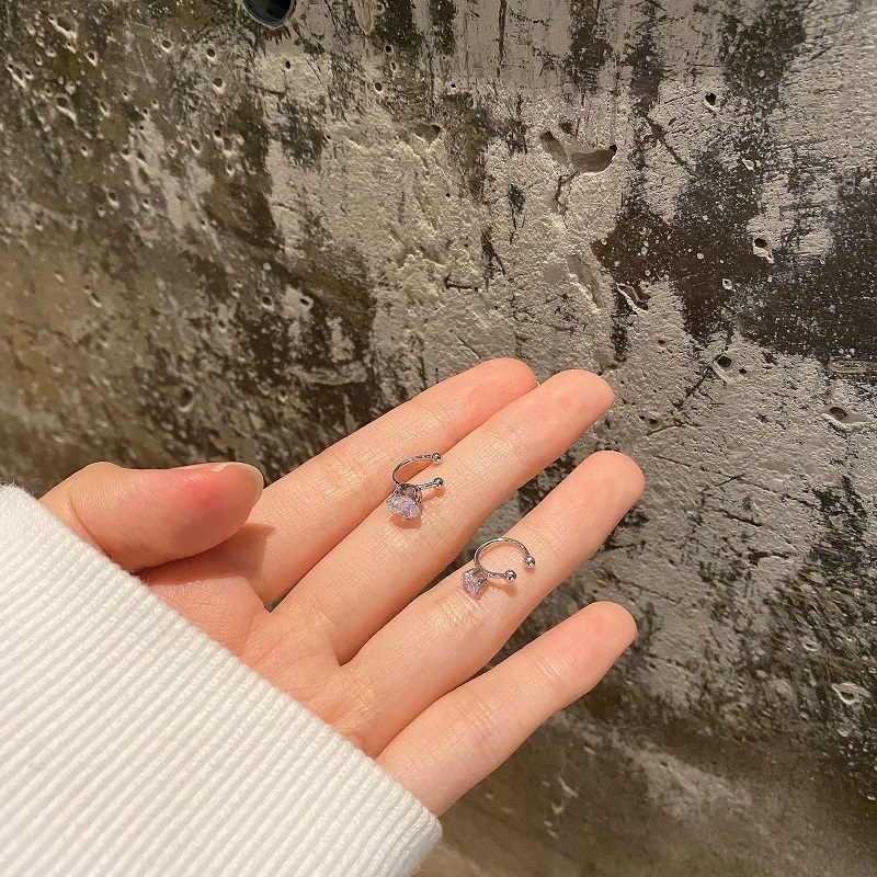 Khuyên Tai Dạng Kẹp Đính Đá zircon Siêu Lấp Lánh Đơn Giản Dễ Phối Đồ Không Cần Xỏ Lỗ Cho Nữ