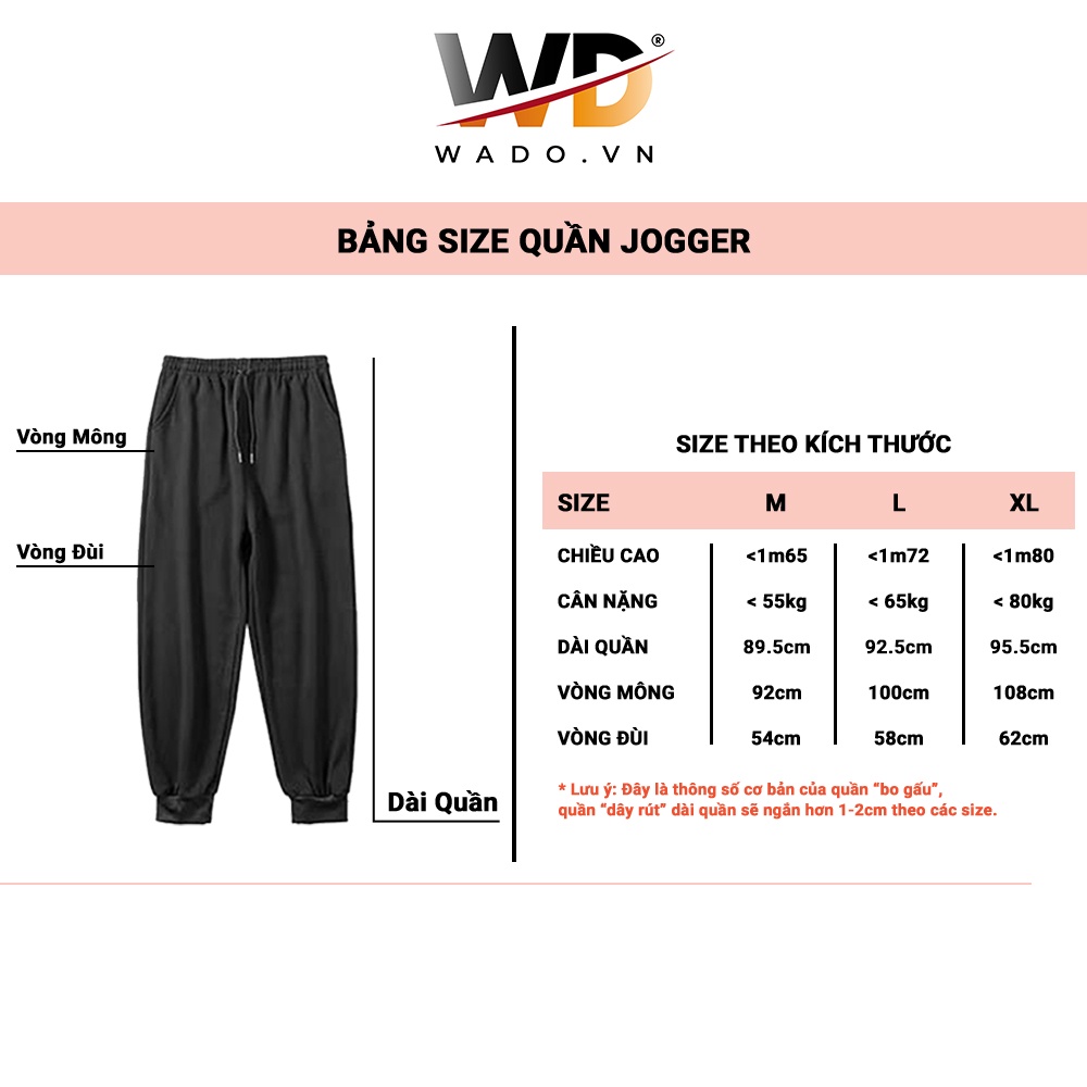 Quần jogger nam  bo gấu, dây rút  WADO trơn basic pant dáng suông nam nữ chất poly cao cấp