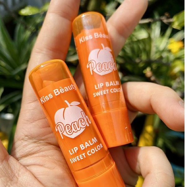 Son Dưỡng Môi Trái Đào Peach Kiss Beauty Lip Balm, Son Dưỡng Môi Chính Hãng Thái giúp Môi Mịn, Căng Mộng Hồng Tự Nhiên