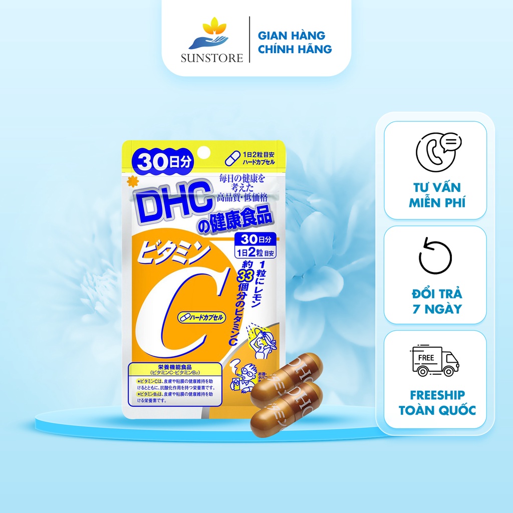 Viên uống DHC Nhật Bản bổ sung vitamin C giúp da chắc khoẻ và tăng sức đề kháng, thực phẩm chức năng đẹp da - SUN STORE