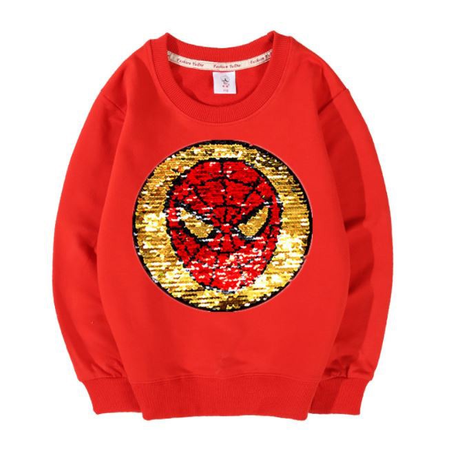 Áo thun cotton da cá vuốt kim sa đổi màu người nhện spiderman