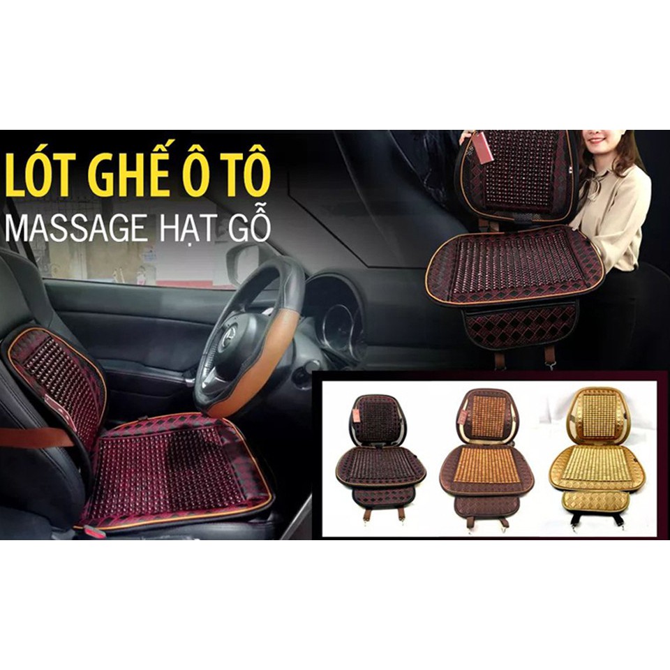 Lót ghế và tựa lưng hạt gỗ ô tô massage cao cấp chống nóng hiệu quả