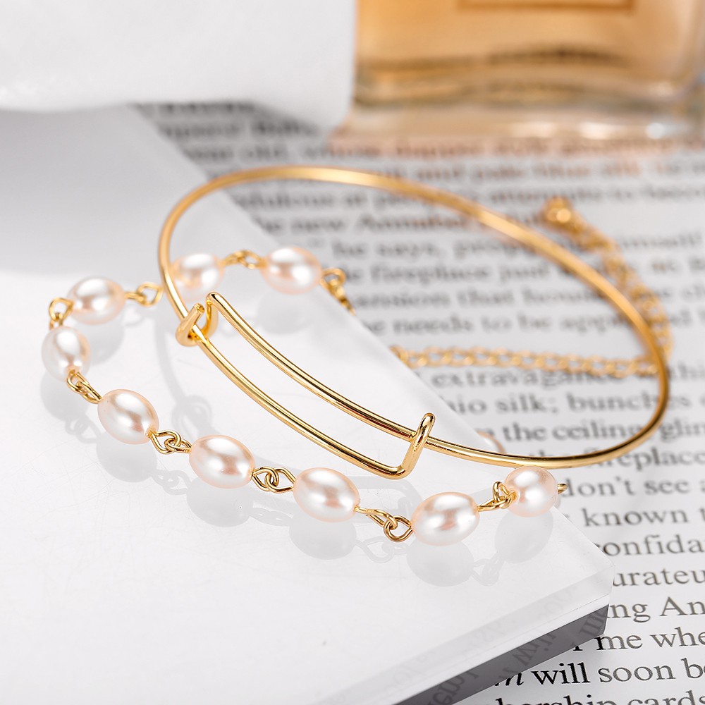 Vòng Tay Nhiều Lớp Đính Ngọc Trai Nhân Tạo Phong Cách Hàn Quốc