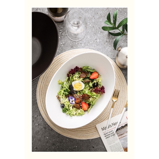 Tô sâu lòng dáng thuyền đựng salad, trái cây phong cách Nhật Bản