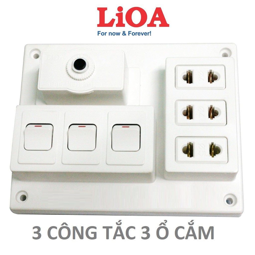 Bảng Điện Nổi LiOA  5A Có 3 Ổ Cắm + 2/3 Công Tắc