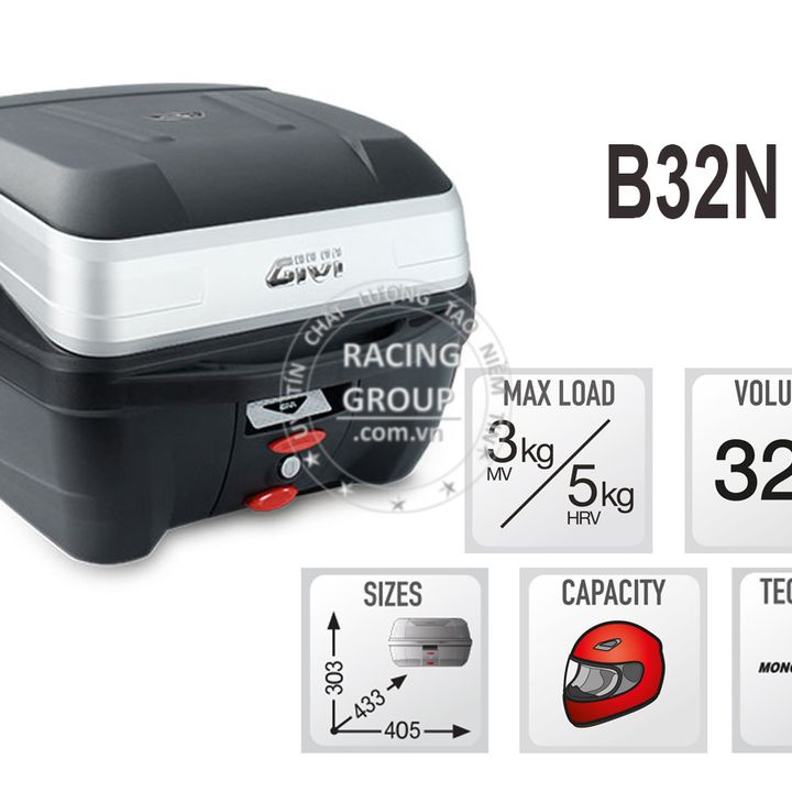 Thùng sau givi B32N 32 lít tặng kèm đế hàng chính hãng bảo hành 2 năm