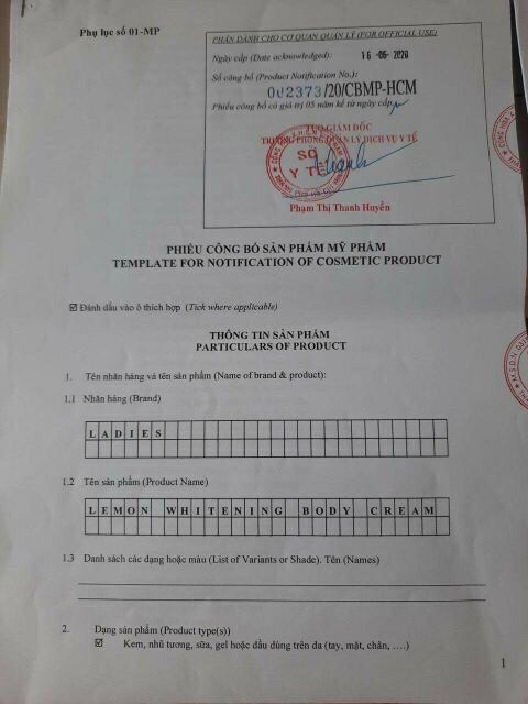 Kem Body Lemon Chanh Dưỡng Trắng Da 250 gam