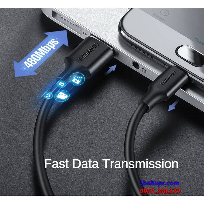 Cáp sạc USB 2.0 to Micro USB, Dài 1.5m, Đen - UGREEN 60137