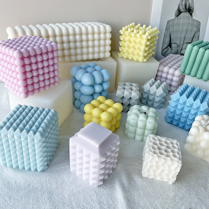 Khuôn Silicone Làm Nến Thơm Hình Khối Rubik Độc Đáo