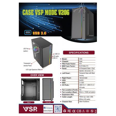 Vỏ Case VSP V206 có LED RGB - tích hợp USB 3.0 nhỏ gọn đẹp 95