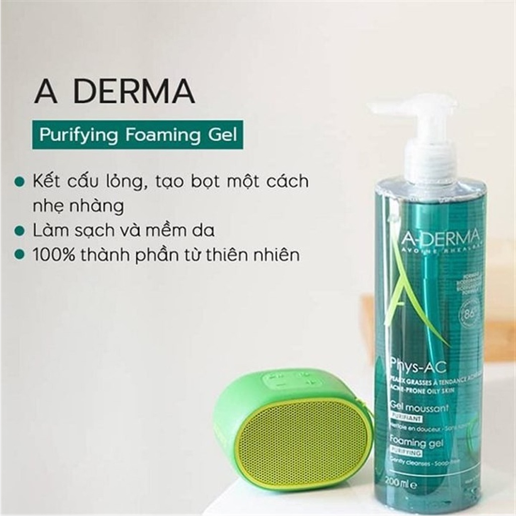 Sữa rửa mặt Aderma Gel dành cho da dầu, mụn, nhạy cảm 200ml và 400ml