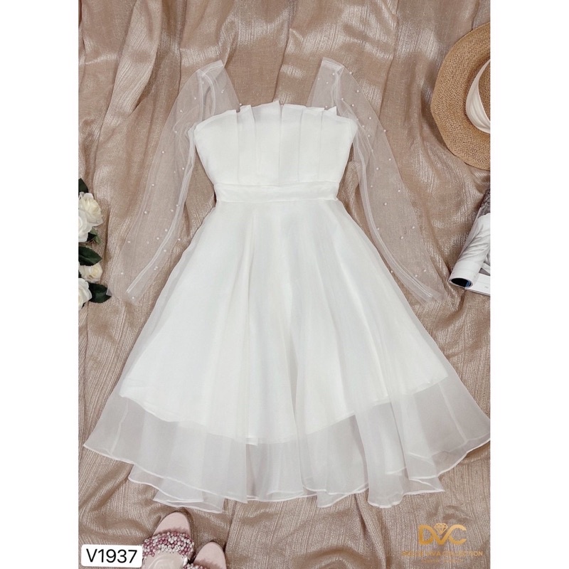 Váy trắng voan dáng xoè (kèm ảnh thật do shop tự chụp )