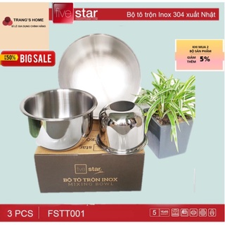 Bộ 3 tô trộn salad bằng inox 304 Fivestar, bộ 3 thố đựng đồ ăn, tô đựng đồ inox hàng chính hãng xuất nhật [HCH064]