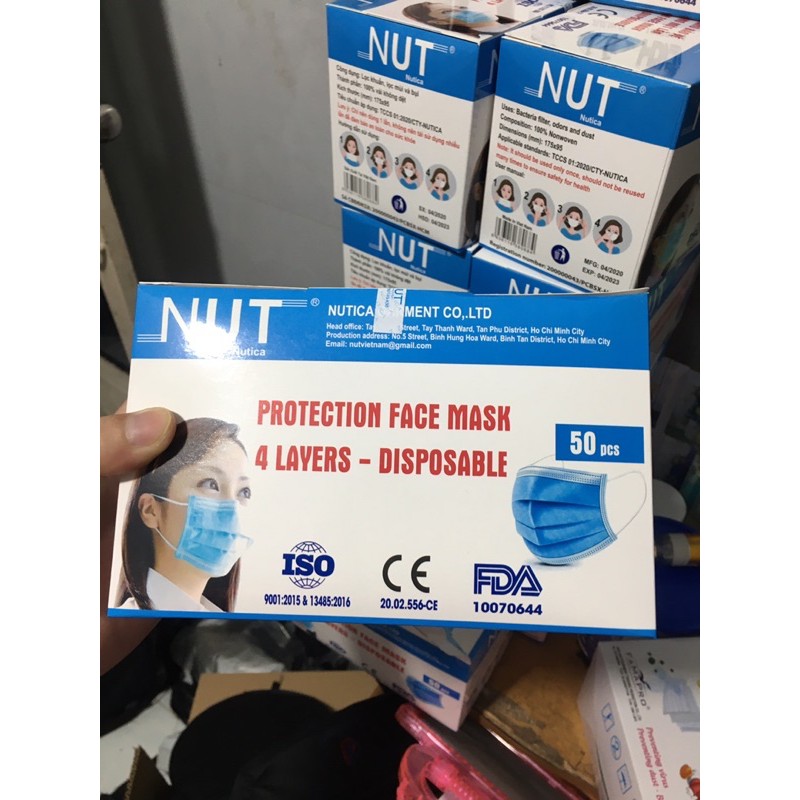 Khẩu trang NUT 4 lớp cao cấp hộp 50 cái