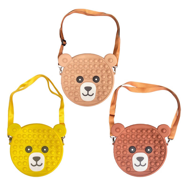 Túi đeo chéo vai bằng silicon hình gấu dễ thương