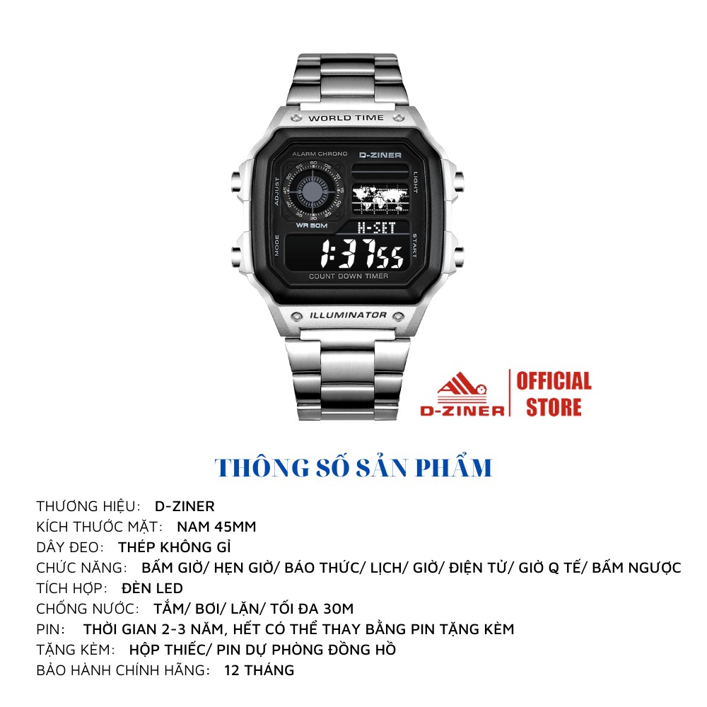 Đồng Hồ Nam D-ZINER DZ8058 Chất Liệu Thép Không Gỉ Chống Nước 30M - LINDO | BigBuy360 - bigbuy360.vn