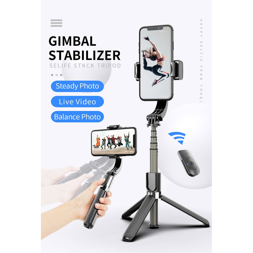 Tay cầm chống rung điện tử Gimbal L08 có Bluetooth có chân, kéo dài tới 86cm | WebRaoVat - webraovat.net.vn