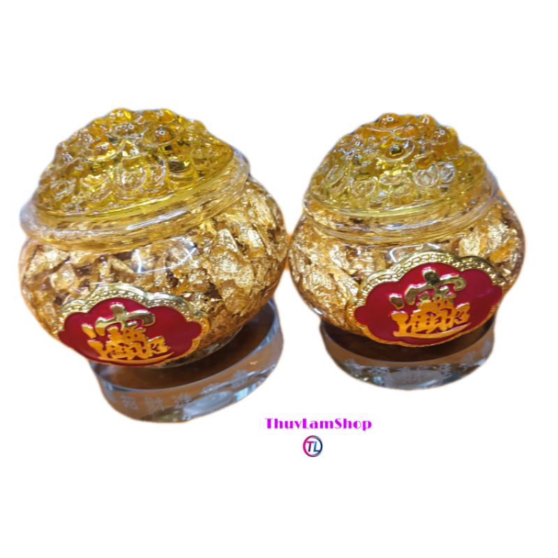 Túi lá vàng đặt bàn Thần tài sung túc cả năm, đặt làm làm việc, quầy thu ngân, két sắt thu hút tài lộc