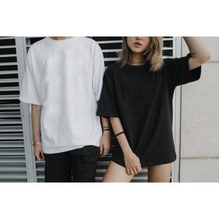 Áo thun trơn tay lỡ free size trắng đen