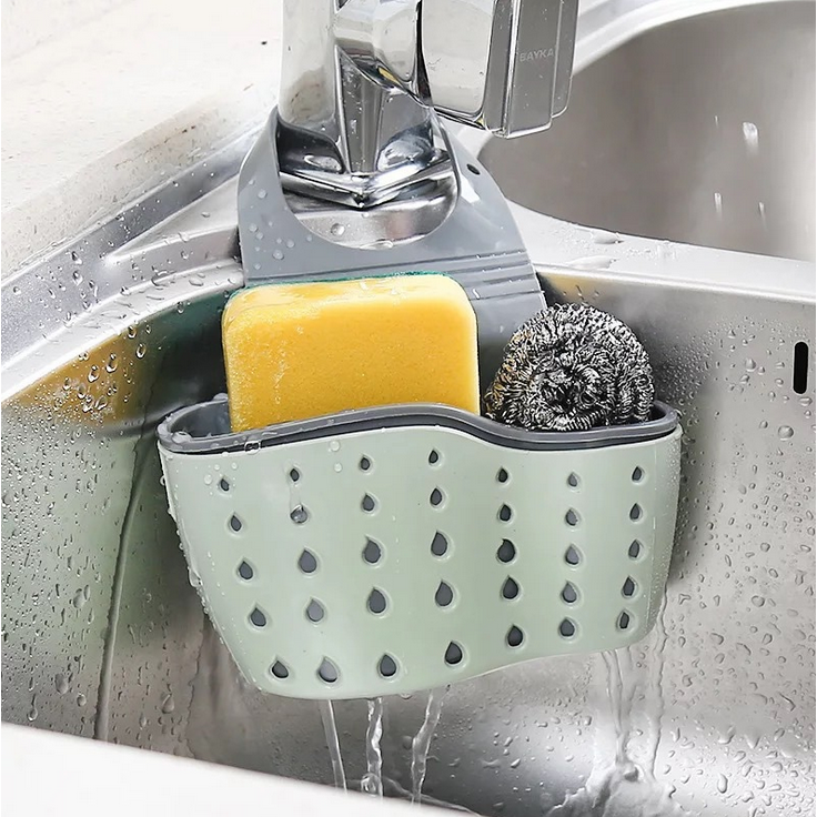 Giá Đỡ Bọt Biển Rửa Chén Hai Lớp Có Thể Điều Chỉnh Tiện Lợi