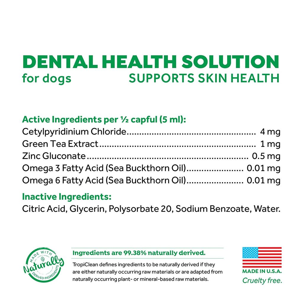 Nước vệ sinh răng miêng cho chó mèo TropiClean Fresh Breath Dental Health 473ml