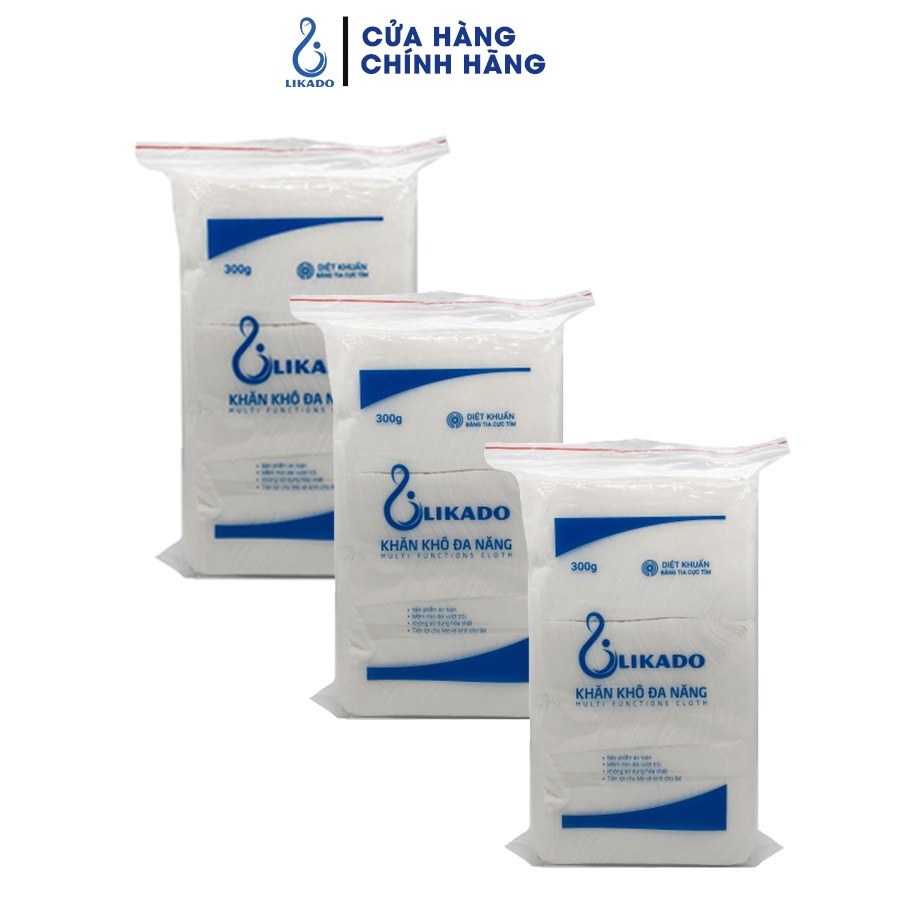 Khăn khô đa năng likado 300g kích thước 14x20cm SET 3 GÓI