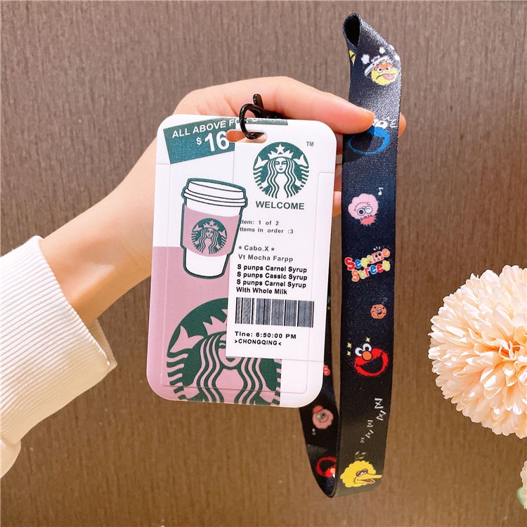 Túi Đựng Thẻ ID/Thẻ Tên Gắn Móc Chìa Khóa Hình Cô Gái Starbucks Dễ Thương Dùng Làm Quà Tặng Cho Học Sinh