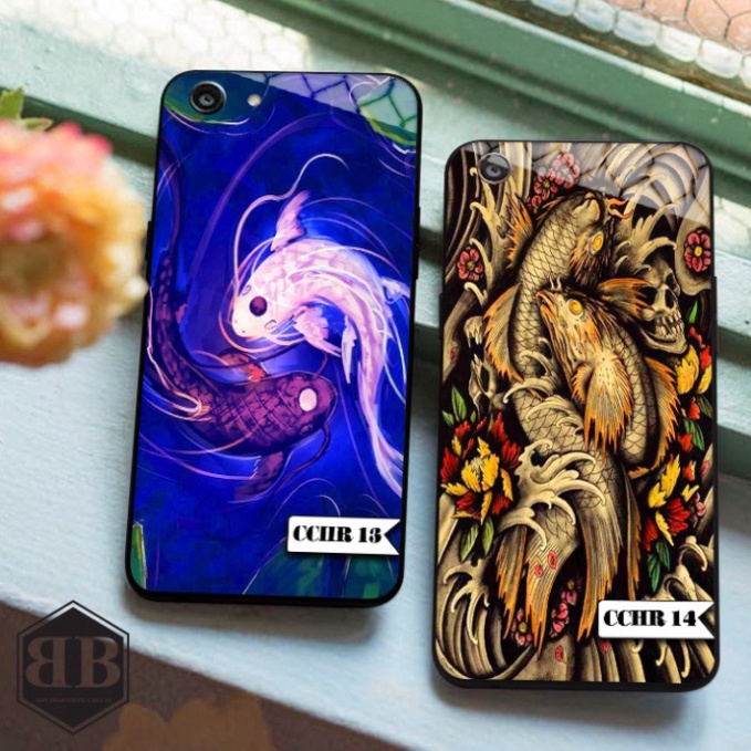 Ốp lưng kính cường lực Oppo A83 cá chép hoá rồng