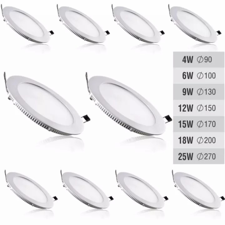 Đèn Led Panel mỏng tròn Âm Trần 3W, 4W, 6W, 9W, 12W, 18W, 24W  - Điện nước gia dụng Hoàng Kim