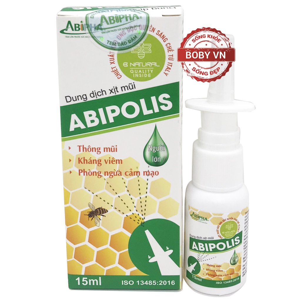 Dung dịch xịt mũi abipolis thông mũi tiêu viêm phòng ngừa cảm mạo - 15ml - Boby