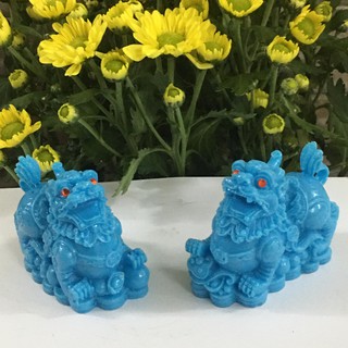 Tỳ hưu phong thủy - cặp tỳ hưu tài lộc màu xanh dương mang tài lộc