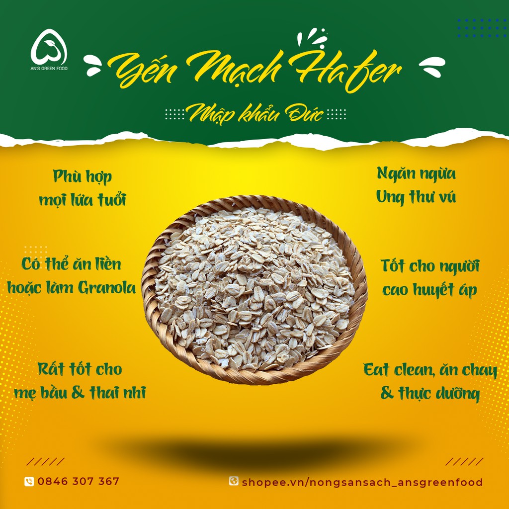 [500] Yến Mạch Nguyên Chất (Yến Mạch Cán Dẹt) - Tốt Cho Người Ăn Kiêng  - An’s Green Food | BigBuy360 - bigbuy360.vn