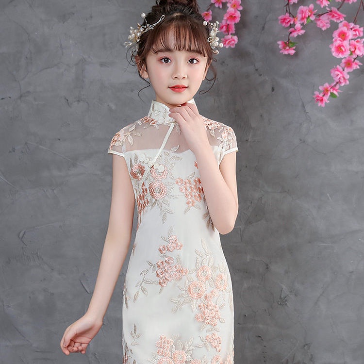 Đầm sườn xám tay ngắn phong cách Trung Hoa thời trang mùa hè cho bé gái