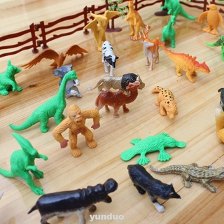 68pcs/set Realistic Children Gift Play Simulation Artificial Fence Tree Model Wild Animals Toys