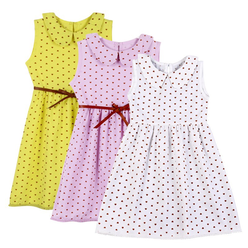 Đầm cotton cộc tay dài ngang gối dành cho bé gái 2-6 tuổi
