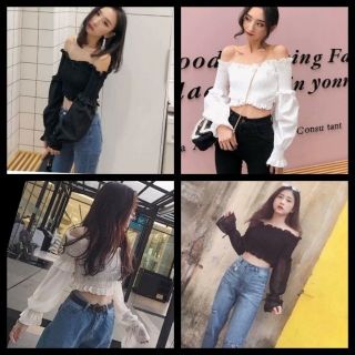 Áo trễ vai bèo nhún - đáp chéo ulzzang