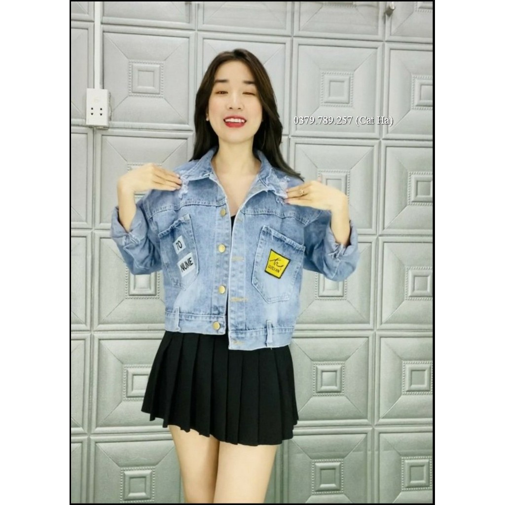 Aó khoác jean nữ xám xanh form dưới 58Kg Polorom BB02