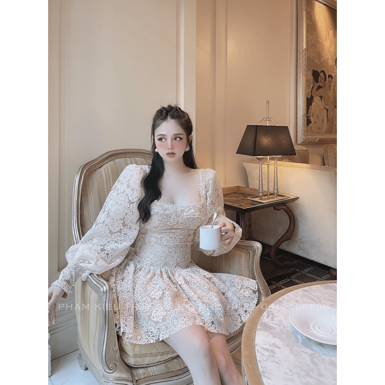 Đầm Ren Lót Da Dáng Xòe Siêu Tôn Dáng UP