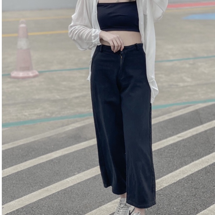Quần jean dáng lửng, quần jean ống rộng phong cách J19