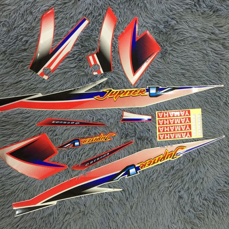Bộ tem xe Jupiter V mầu đỏ trắng