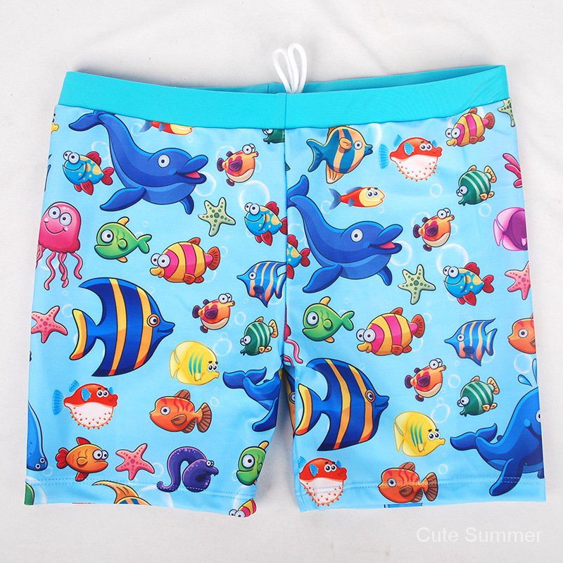 Shipped the Same Day Super Low Price Children's Boxer Cartoon Swimming Trunks Swimming Cap Baby Superman Boxer Shorts Infant Boy Large Size Children's Swimwear Suit