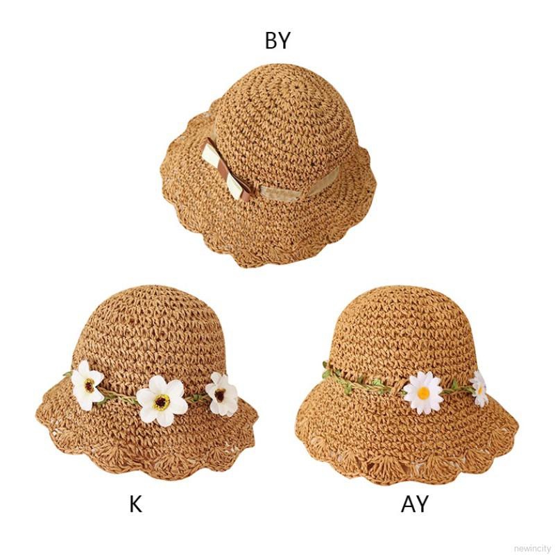Nón cói phối hoa phong cách Hàn Quốc dễ thương cho bé gái