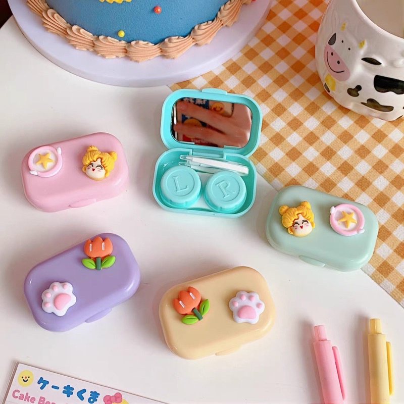 [Rẻ Vô Địch] Khay Đựng Lens Kèm Dụng Cụ Hình Đáng Yêu [FREESHIP] Khay Đựng Kính Áp Tròng Cute