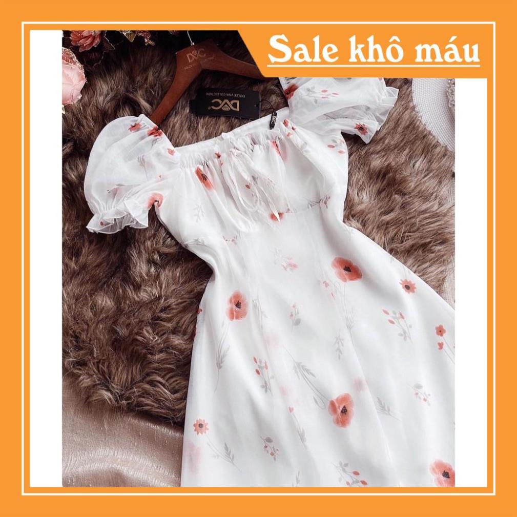 Váy hoa dáng xòe cổ vuông V1931  - Váy hoa dáng xòe cổ vuông, Xinh Xắn  ❤️NMC SHOP❤️